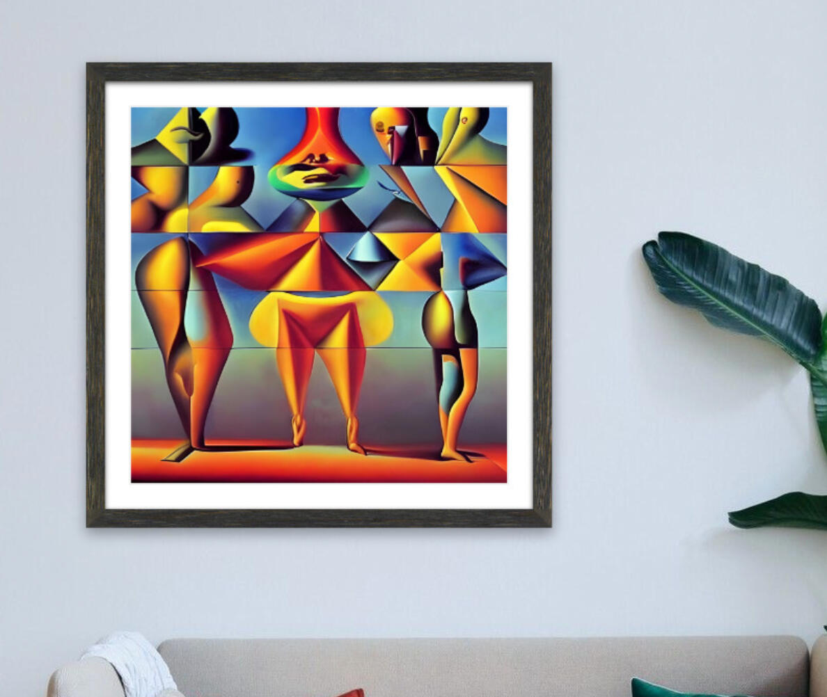 The Three Fat Dancing Ladies - SG 102. Fine Art Print. SN Geometrism Collection. Prismatic Geometry, Light and Form Study, Generative Art Integrity, Archival Museum Print.