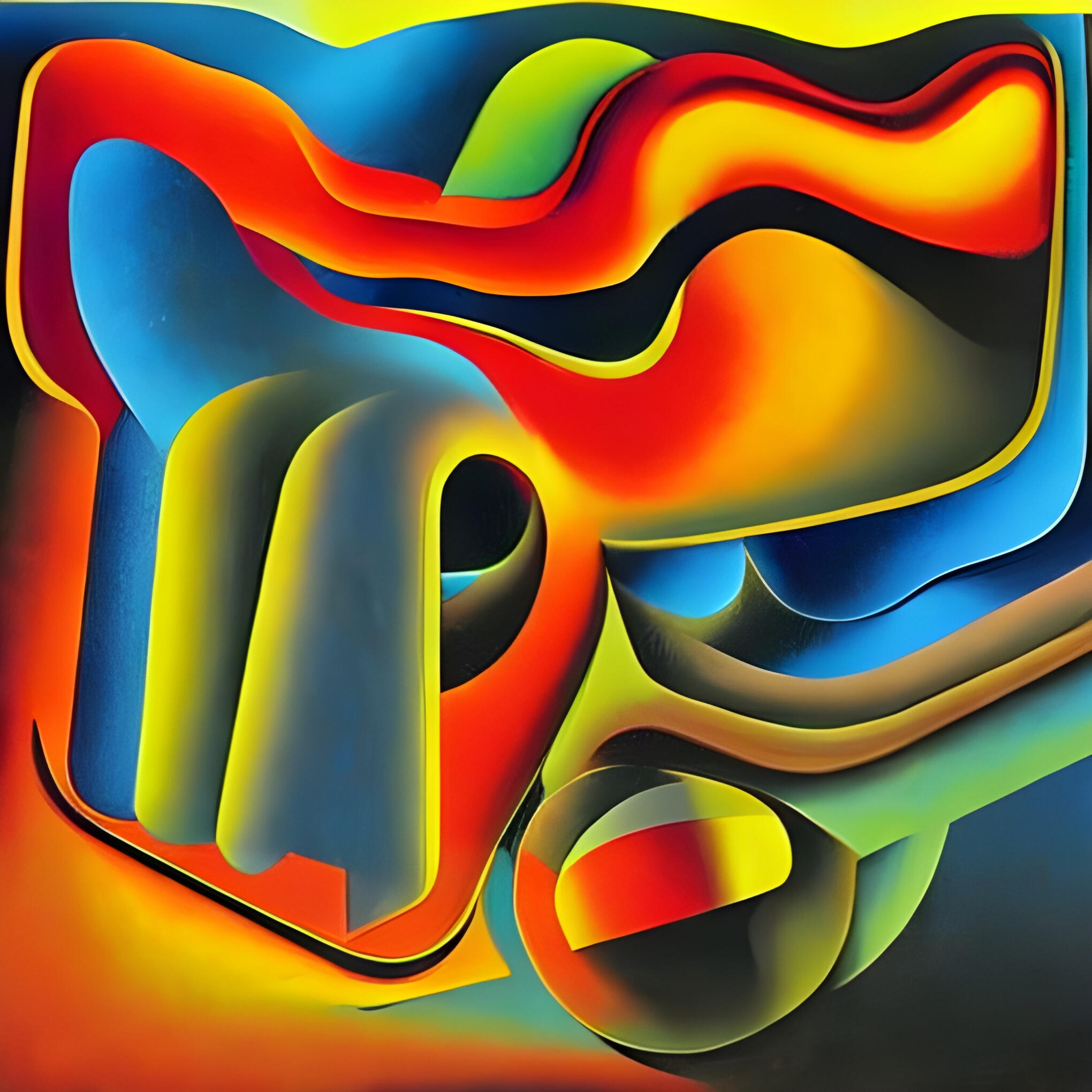 Double-Tongued Masked Creature - SG 105. Fine Art Print. SN Geometrism Collection. Kinetic Geometry, Visual Logic Abstraction, Unique Digital Artifact, Contemporary Fine Art.