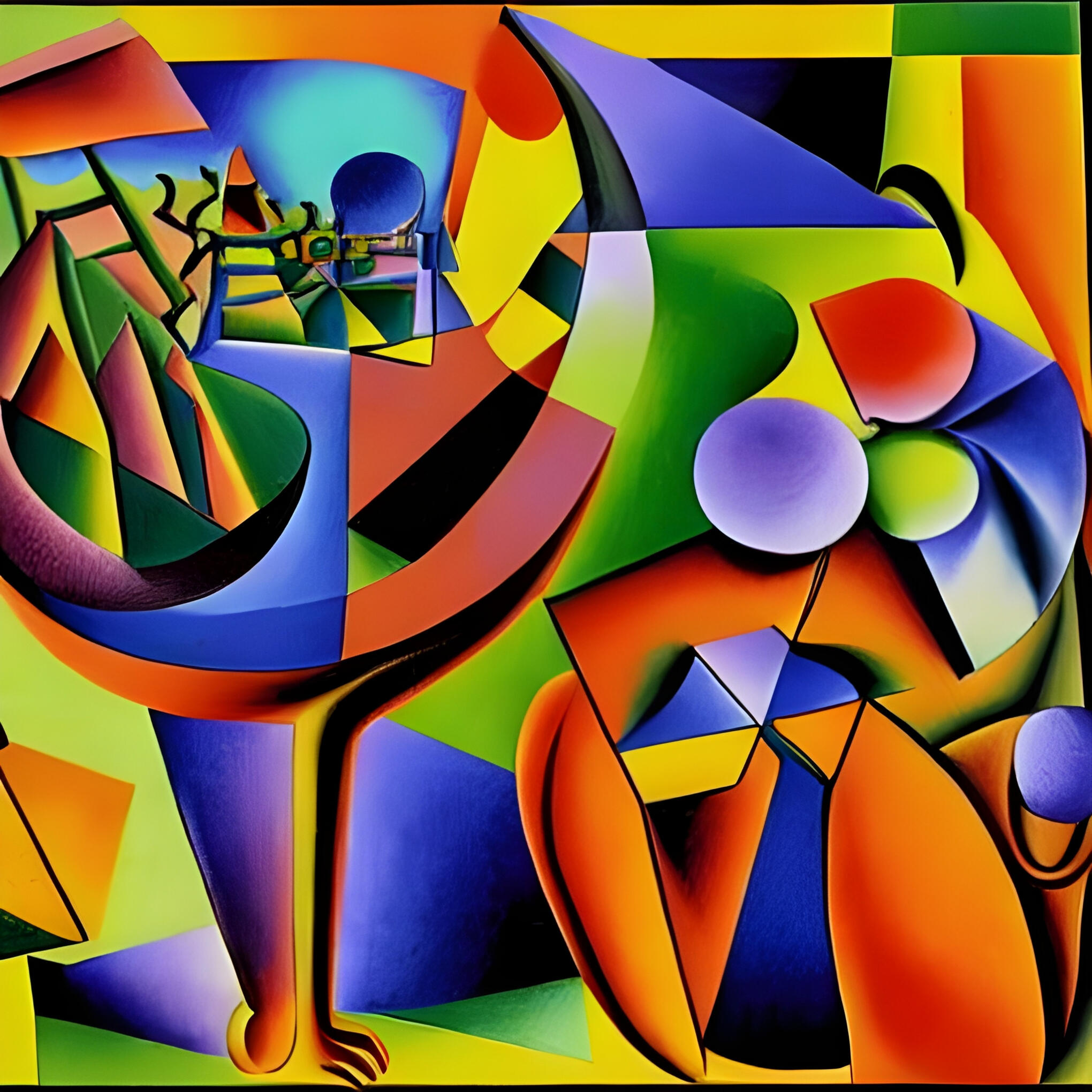 Circled Man Boarding a Starship - SG 107. Fine Art Print. SN Geometrism Collection. Geometric Abstraction, Modern Digital Shapes, Contemporary Composition, Found Object AI.