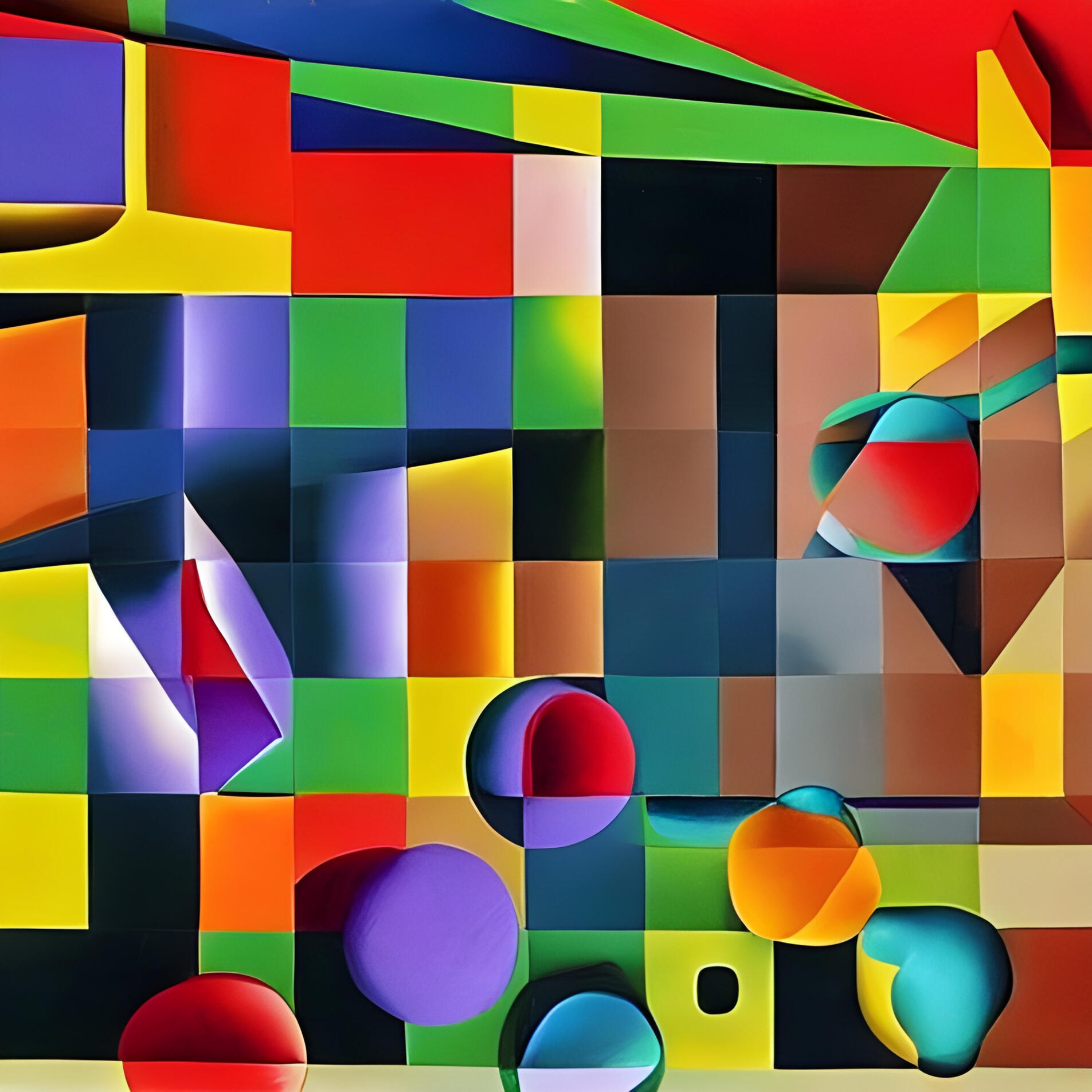 Colorful Pinball Dynamics - SG 112.Fine Art Print. SN Geometrism Collection. Surreal Geometry, Abstract AI generated art, Visionary Digital Art, First-Generation Origin.