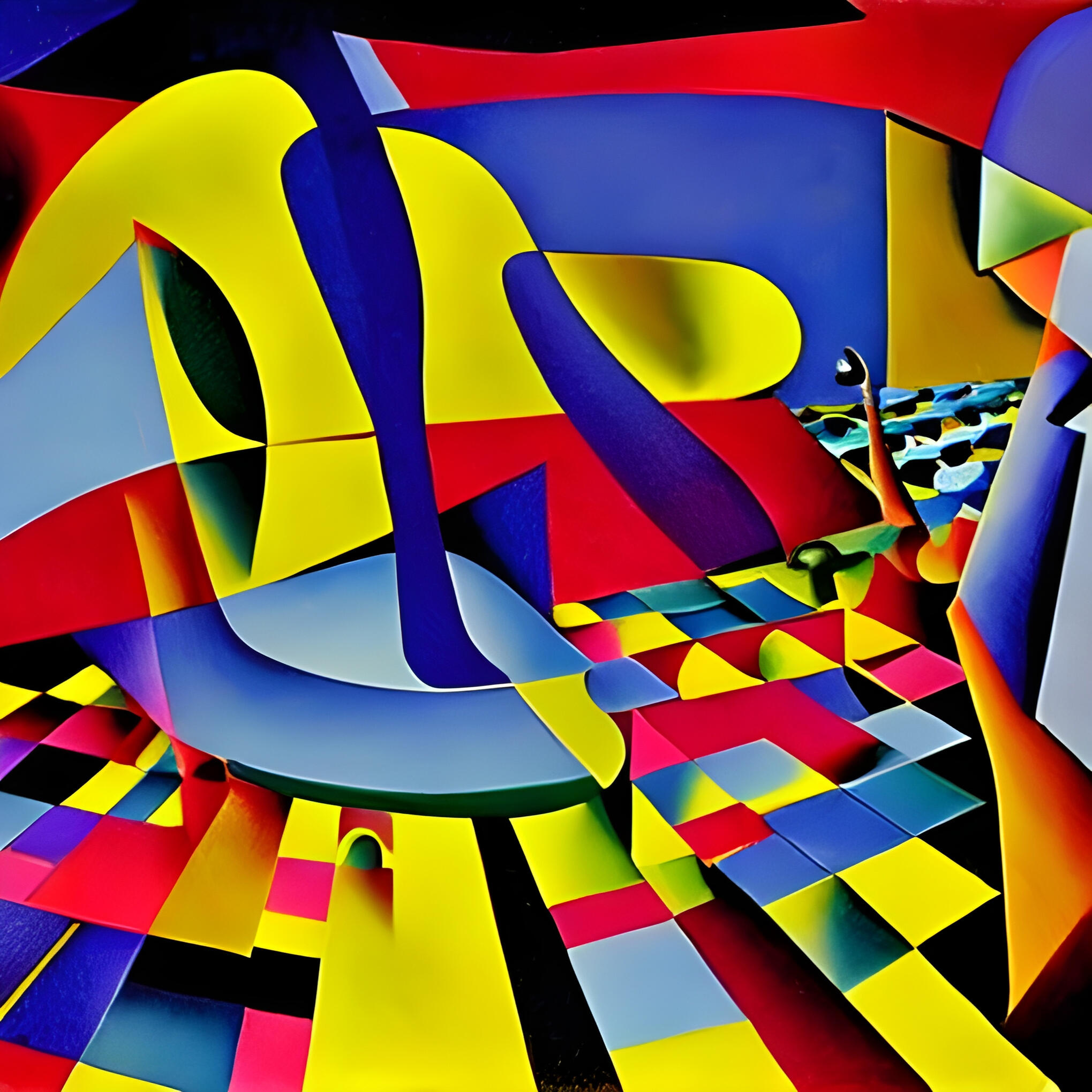 Exhibition of Giant High-Heeled Shoe - SG 113. Fine Art Print. SN Geometrism Collection. High-Contrast Geometry, Bold Abstract Form, Digital Structuralism, Museum Grade Archive.