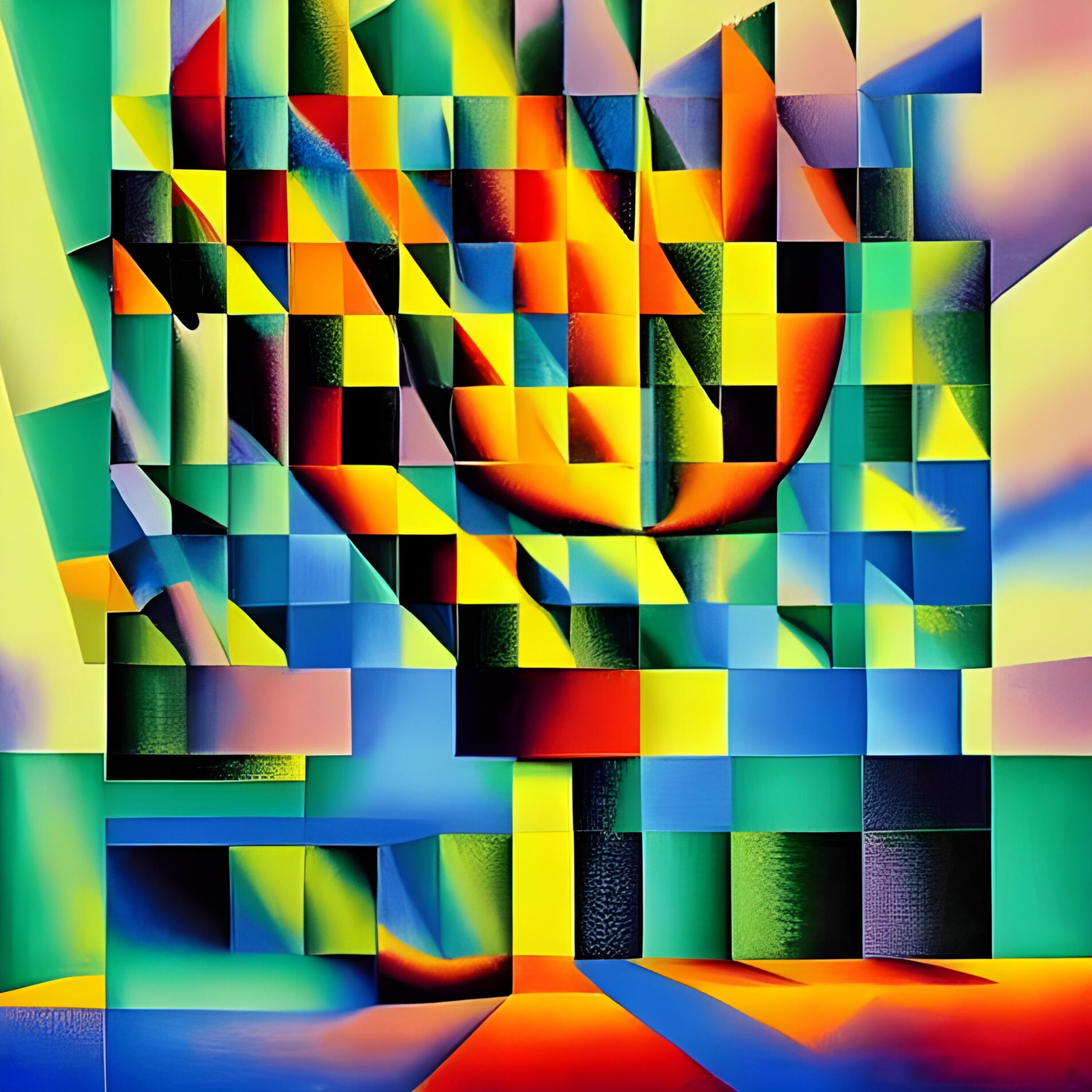 The Orange Colored Victory Fist - SG 106. Fine Art Print. SN Geometrism Collection. Cubic Surrealism, Dimensional Abstraction, Unedited Generative Origin, Fine Art Collectible.