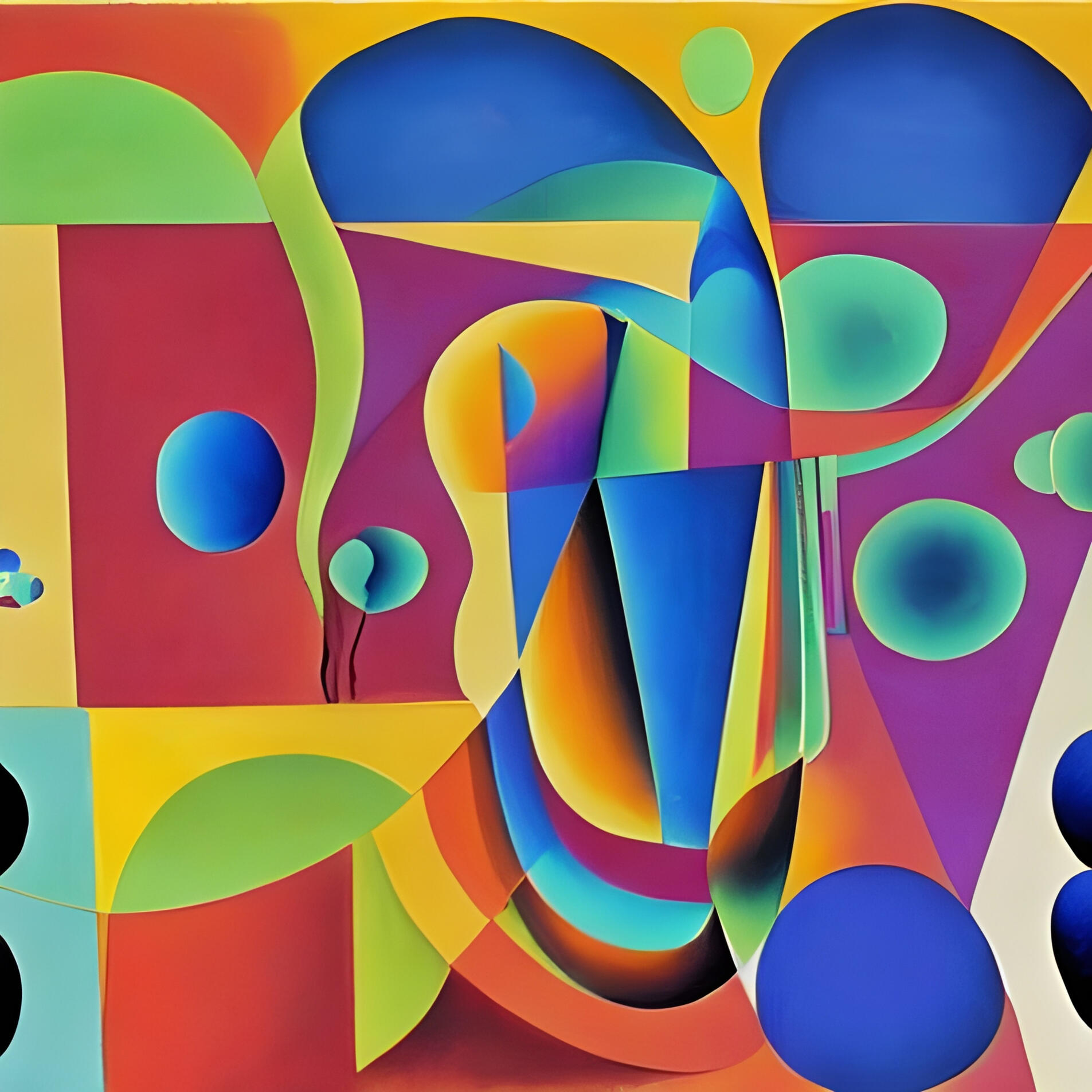 The Face of a Laughing Clown - SG 111. Fine Art Print. SN Geometrism Collection. Linear Abstraction, Geometric Evolution, Digital Fine Art Portrait, First-Generation Shot.
